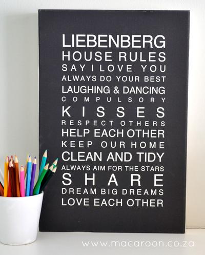 Personalised House Rules Canvas